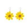 Aretes de Margarita Hechos a Mano de Verano, Aretes de Flor de Rafia de Color Contrastante Estilo Bohemio de Vacaciones en la Playa