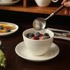 Taza de Cerámica Blanca Pura para Café, Juego de Taza y Platillo de Alta Gama, Taza para Desayuno en Casa, Taza para Latte, Taza para Latte Art de Cappuccino, Engrosada