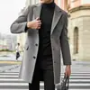 2026 Nuevo Abrigo de Trinchera Transfronterizo para Hombre Amazon Comercio Exterior Longitud Media Solapa Simple Moda Lana Abrigo de Trinchera Chaqueta para Hombre