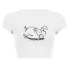 2025 Nuevo Verano Casual Estilo Casual Camiseta con Estampado Y2K Cuello Redondo Tops Versátiles para Mujer Coreano Retro de Manga Corta