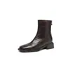 Botines de Tacón Grueso Temporada Primer Encuentro para Mujer Otoño Invierno Botines Individuales Tacón Medio Elásticos Adelgazantes Botas Nuevas Punta Cuadrada Botas Martin Negras