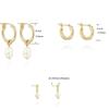 Conjunto de tres piezas de pendientes de moda para damas con forma de círculo simple de perla de imitación de estilo transfronterizo europeo y americano con baño de oro auténtico de latón