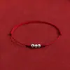 Cuentas de Buena Suerte Plateadas para el Año de Nacimiento, Pulsera de Hilo Rojo para Mujer, Tobillera Ultradelgada, Estilo Extremadamente Fino, Pulsera Tejida de Paz y Suerte