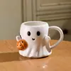 Copo de Água de Halloween Caneca de Fantasminha Engraçado Copo Cerâmico Fofo de Aparência Sofisticada Presente Estranho