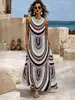 Amazon Transfronterizo Nuevo Vestido Largo sin Mangas de Cuello en V para Mujer Estilo Europeo y Americano Moderno Estampado Floral Vestido Elegante