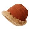 Sombrero de Otoño e Invierno, Sombrero de Pescador, Estilo Ins de Piel Sintética de Conejo, Ala Enrollada, Lana de Cordero Engrosada, Ala Ancha, Sombrero de Cubo Cálido para Ciclismo, A Prueba de Frío