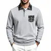 Sudadera polo pullover de tres botones para hombre, estilo europeo y americano, top casual de manga larga para otoño, con bloques de color y cuello, color flor de anacardo