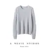 Nuevo Otoño/Invierno 100% Cachemira para Mujer Cuello Redondo Lúrex Trenzado Holgado Adelgazante Versátil Color Sólido Suéter de Cachemira