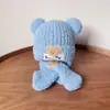 Gorro de bebé con diseño de nariz de oso, gorro tejido lindo de invierno para niños y niñas, gorro cálido para bebés y niños pequeños