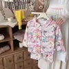 Pijama Infantil Outono/Inverno para Meninos e Meninas, Lã e Seda, para Crianças Maiores, Conjunto para Casa, Cardigã com Gola Reversível Duas Peças para Bebê