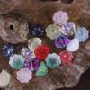Pulseira de ágata prata com Lótus perfurado multicolor DIY acessórios Bodhi contas soltas