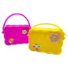 Bolsa Perfurada de Silicone, Bolsa de Mão Quadrada com Furos Redondos, Porta-Moedas Infantil, Bolsa de Armazenamento DIY, Bolsa de Silicone Perfurada