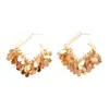 Pendientes Cuadrados de Lentejuelas con Borlas en Forma de Gota, Bañados en Oro Real de 18K, Estilo Europeo y Americano, Pendientes Únicos y de Alta Gama para Mujer
