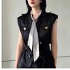 Collar de Perlas Retro Francés Primavera y Verano para Mujer Nuevo Estilo 2024 Bufanda de Seda Cadena para Clavícula Lazo para el Cabello Cadena de Cuello de Lujo Ligero Nicho