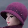 Gorro de Lana Tejido de Invierno para Mujeres de Mediana Edad y Mayores, Gorro de Algodón Grueso con Felpa para Protección contra el Frío, Cálido, para Abuela