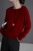 Suéter de Lana para Mujer Cuello Redondo Tejido 2026 Suéter de Cachemira Holgado Pulóver Forro Polar Otoño Invierno Tejidos Mujer Otoño Invierno
