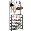 Sapateira, hall de entrada, multicamadas, doméstico, interno, simples, quarto de aluguel, porta de entrada, sapateira e chapéu, cabideiro integrado, varal