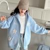 Casaco Suéter para Menina Primavera e Outono 2025 Novas Roupas Infantis Top Estrela Casual com Capuz de Primavera para Menina