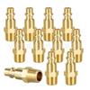 Conectores Pneumáticos Estilo Americano, Conjunto de 10 Peças, Rosca Externa Macho 1/4Npt, Banho de Cobre, Conectores para Mangueira de Inflador de Compressor de Ar