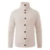 Comércio exterior transfronteiriço, cardigã de tricô estilo vintage, blusa macia e quente para outono/inverno, gola com botões, peça externa casual para homens
