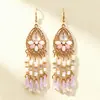 Pendientes largos de borla en forma de gota de cristal estilo étnico bohemio, accesorios de joyería para orejas, versátiles para el uso diario, de lujo alto gama