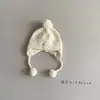 Chapéu de Bebê Estilo Coreano Outono e Inverno Novo Estilo Proteção para Ouvidos para Meninos e Meninas, Chapéu de Lã Tricotado Quente e à Prova de Vento com Cadarços