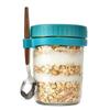 Amazon Oatmeal Cup Copo de café da manhã Overnight Aveia Copo Colher Suspensa Pedreiro Selado Copo de iogurte de vidro Copo graduado