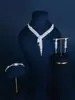 Joias de Comércio Exterior Mais Vendidas Transfronteiriças Conjunto de Colar e Brincos com Zircônia Dupla de Diamante Conjunto de Quatro Peças para Vestido de Noiva