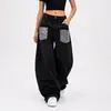 Pantalones de Jeans de Pierna Ancha Street con Estampado de Leopardo Retro Americano Y2K, Bolsillo con Parche, Remache, Forma de Cimitarra, Diseño Unisex, Tendencia