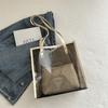 Bolsa Transparente Portátil Feminina 2024 Verão Nova Moda Estilo Coreano Bolsa de Ombro Bolsa Tote de Grande Capacidade Mãe e Mãe Bolsa Transparente