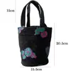 Bolsa de Ombro Cilíndrica Feita à Mão em Tecido das Dinastias Tang e Song, Bolsa Balde Portátil de Viagem, Bolsa para Eventos de Chá, Bolsa para Celular e Chaves, Bolsa Feminina Estilo Chinês
