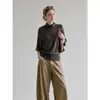 Otoño Nuevo Estilo Lujo Ligero Suave Elegante Cuello Semi Alto Cintura Ceñida Holgado Prendas de Punto Adelgazantes Talla Única para Mujer