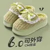 Lindas Pantuflas de Algodón para Mujer con Lazo 2026 Nuevo Otoño Invierno Hogar Interior Antideslizantes Cálidas Felpa Dibujos Animados Zapatos de Algodón