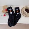Calcetines de Oso tridimensional con flocado para mujer, calcetines cortos finos de lunares para primavera y verano, estilo universitario, lindos dibujos animados, calcetines de barco de tres osos