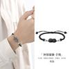 Pulseira Pixiu de Prata Esterlina S925 com Obsidiana Estilo Casal Pulseira de Cristal Morango Giradora de Fortuna Joia de Presente para o Festival Qixi de Alto Padrão