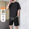 Traje Deportivo de Gofre para Hombre 2026 Verano Nuevo Estilo Talla Grande para Hombre Manga Corta Pantalones Cortos Seda de Hielo Peso Pesado Conjunto Casual