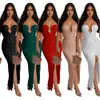 C6782 Transfronterizo Aliexpress Amazon Moda Europea y Americana para Mujer Color Sólido Sexy Lentejuelas Espalda Descubierta Vestido Largo