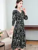 Vestido floral de manga comprida plus size para primavera e outono novo vestido feminino com cintura vestido floral peça externa