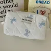 Bolsa de Maquiagem Acolchoada com Laço Branco Pequena Fresca Fofa Estudante Bolsa de Armazenamento Portátil Necessaire Bolsa de Grande Capacidade