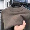 Suéter de tricô jacquard casual de peso elevado para homens, estilo para meia-idade, com gola alta discreta, nova coleção outono/inverno, base de tricô espessa