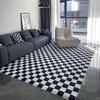 Alfombra de tablero de ajedrez para dormitorio, sala de estar, estilo sencillo, habitación de niña, mesita de noche, mesa de centro, sofá, alfombra de piso a cuadros de celebridades de Internet