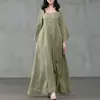 2021 Amazon nuevo suministro transfronterizo artístico Estilo nacional ebay mujer jersey de lino cuello redondo vestido de corte amplio