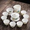 Juego de té de kung fu de porcelana blanca Dehua de jade con grasa de oveja, apto para el hogar, de alta gama, ligero, de lujo, para oficina, tetera, taza de té, cuenco de cerámica