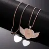 Colar de Transferência Térmica por Foto Sublimação Transfronteiriço Colar Angelical Imprimível Corrente de Clavícula Cheia de Diamantes Amor