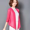 Nuevo Cárdigan de Malla de Talla Grande Estilo Coreano con Chal de Color Puro Manga Tres Cuartos Ropa de Protección Solar Camisa para Aire Acondicionado Top de Mujer Verano