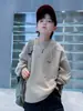 Sudadera con Forro Polar para Niños Primavera Otoño Invierno 2026 Nuevo Estilo Versión Coreana para Niños Top Holgado Capa Base para Niños Fresco y Elegante para Invierno