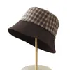 Sombrero de Cubo Minimalista a Cuadros Patchwork Nuevo 2026 para Mujer Otoño Casual Sombrero de Viaje Hace que la Cara se Vea Más Pequeña de Moda Transfronterizo