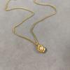 Colar de pérolas de amendoim francês feminino titânio aço 18K ouro tigela feijão pérola pingente nicho moda simples clavícula corrente