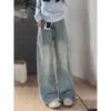 Pantalones Anchos Sueltos Nuevos de Pierna Ancha de Moda Versátiles para Mujer Estilo Otoño Cintura Alta Retro Adelgazantes Jeans de Pierna Recta