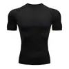Camiseta Esportiva Masculina de Manga Curta para Fitness Corrida Ajustada Gola Redonda Basquete Futebol Compressão Secagem Rápida Branca Vermelha